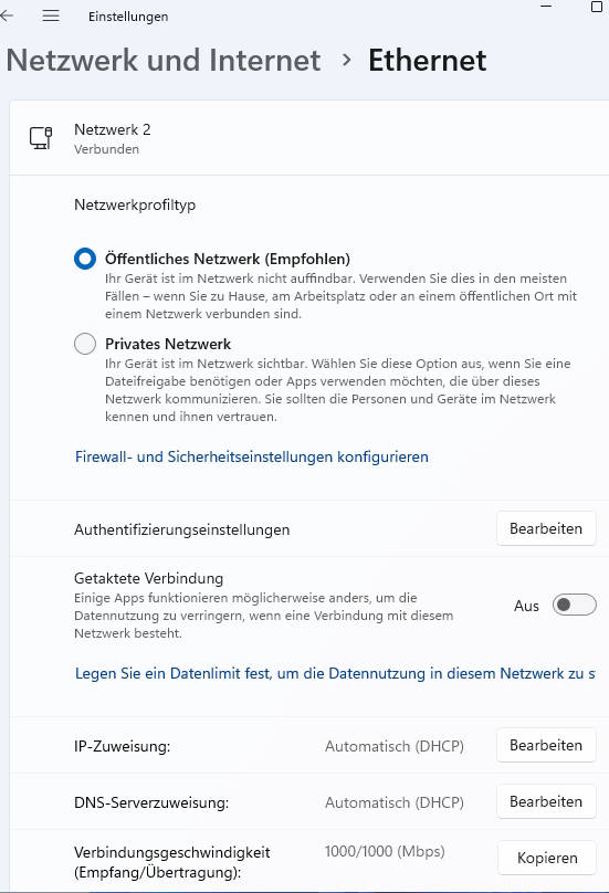 Bild 3: Schalten Sie unterwegs in Windows 11 das Netzwerk auf Öffentliches Netzwerk