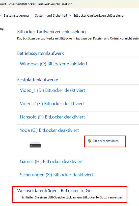 Bild 5: Per BitLocker-Tool können Sie ganze Festplatten unter Windows verschlüsseln