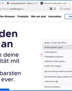 Firefox: Wie speichere ich ein Bild ab einer Webseite?
