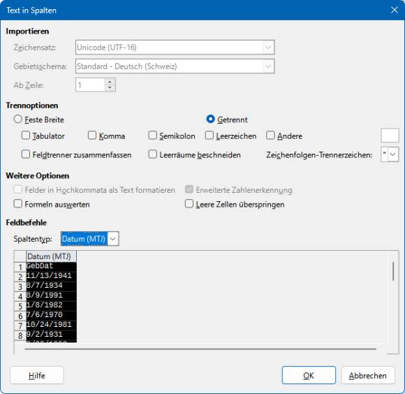 US-Datumsformat ins europäische Format umwandeln in LibreOffice Calc Der Textkonvertierer in LibreOffice Calc