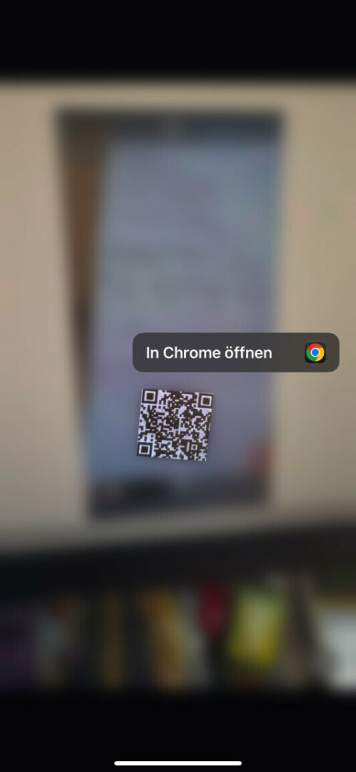 Screenshot iOS QR-Code lange angetippt