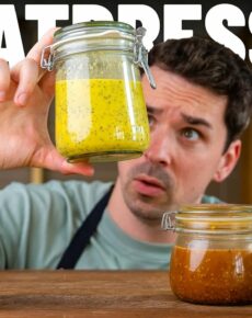 Salatdressings: Französische Vinaigrette, Amerikanisches Ranch Dressing, Balsamico Dressing & Mango Dressing