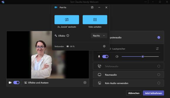 Bild 6: Bei der Handy-Kamera kann man zwischen Front- und Rückseitenkamera wechseln