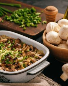 Leichter Champignon-Auflauf mit Reis