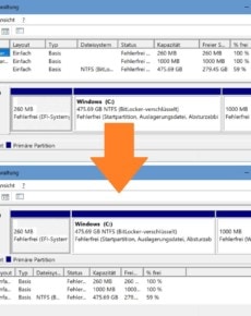 Darstellung in der Windows Datenträgerverwaltung umdrehen
