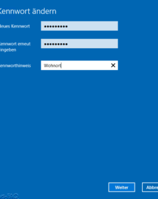 Kennworthinweis Windows 10