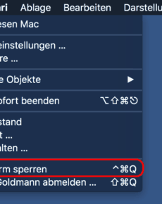 Mac OS X: Bildschirm sperren