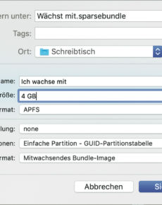 MacOS: Erstellen einer verschlüsselten Image-Datei im Festplattendienstprogramm