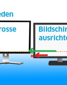 Zwei verschieden grosse Monitore ausrichten