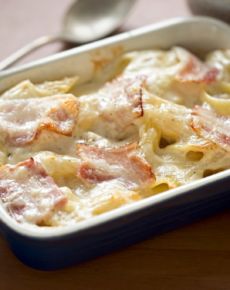 Einfaches Nudel-Schinken-Gratin