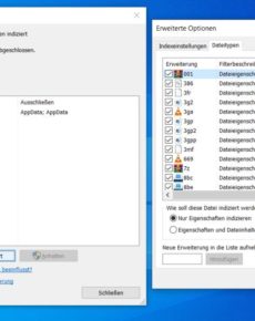 Windows-Suche: Dateitypen ausschliessen