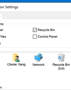 Anzeigen von Desktopsymbolen wie Arbeitsplatz oder Papierkorb unter Windows 10