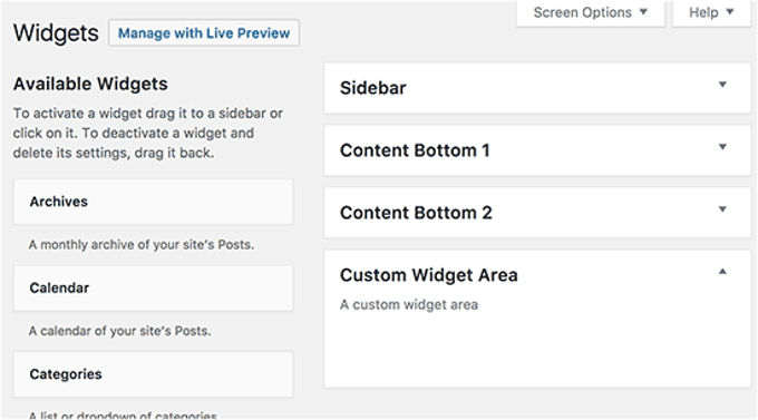 neue Widgets im Backend
