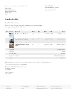 Woocommerce PDF Invoice von WeLaunch zusätzliche Felder Übersicht