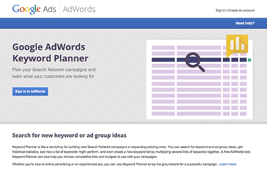 Google Keyword Planner Google Keyword Planner