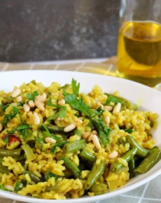 Grüne Bohnen mit Reis