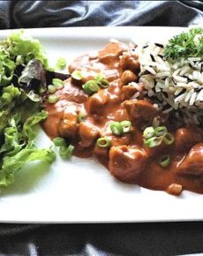 Hähnchengeschnetzeltes mit scharfer Whiskysauce