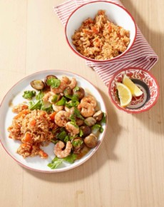 Ouzo-Garnelen mit Tomatenreis