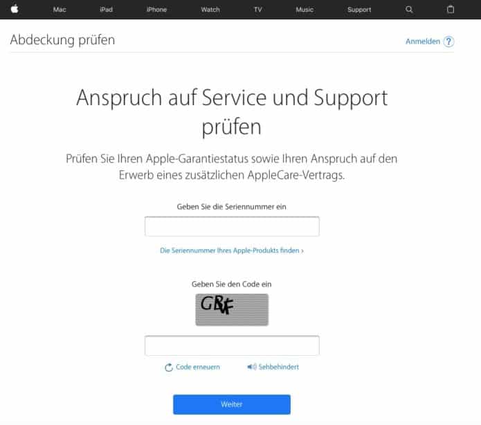 Apple iPhone Garantie Check