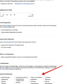 Google-Suche: Ergebnisse auf ein anderes Land beschränken