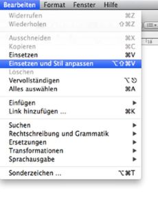 MacOS: Text ohne Formatierung einfügen